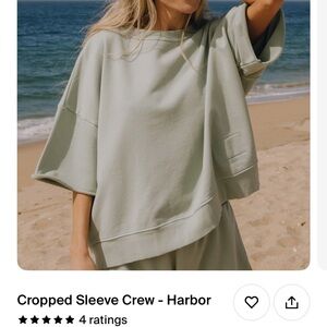 Cropped Sleeve Crew in Harbor